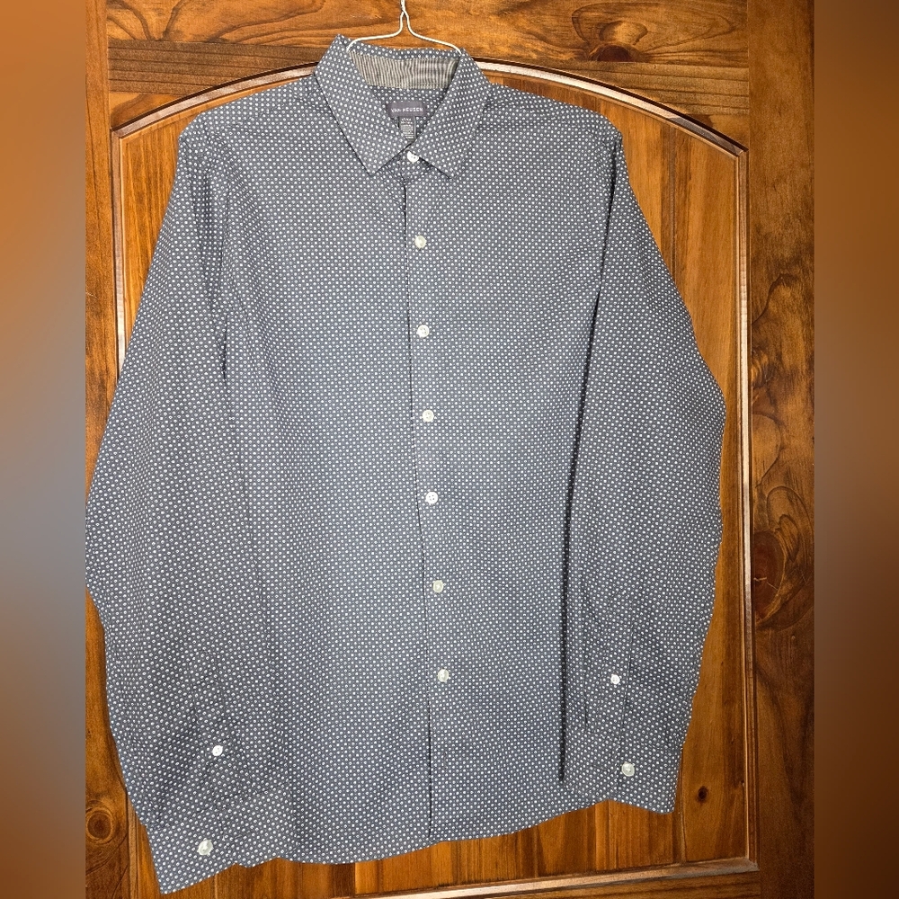 Men's Van Heusen Gray Patterned Shirt Large Tall